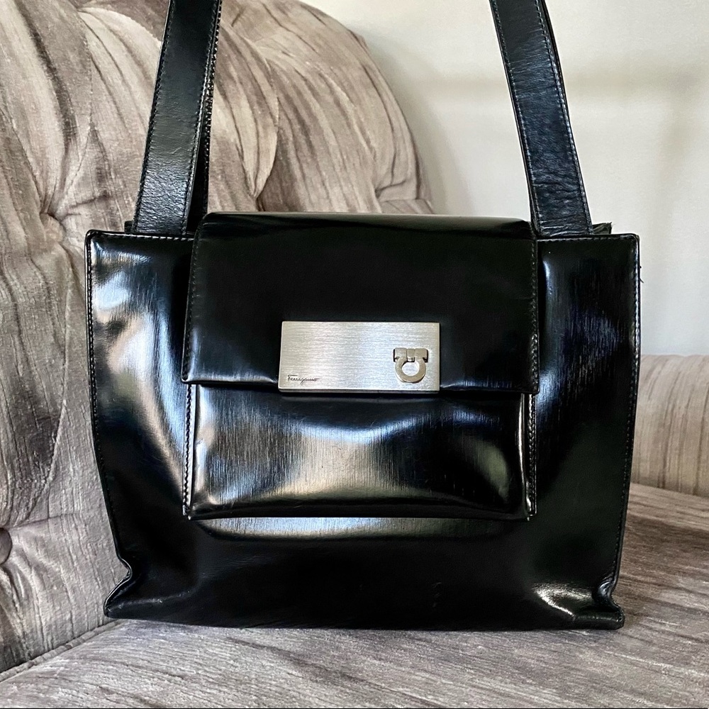 Salvatore Ferragamo Flap Structured medium size Tote Bag *RARE*